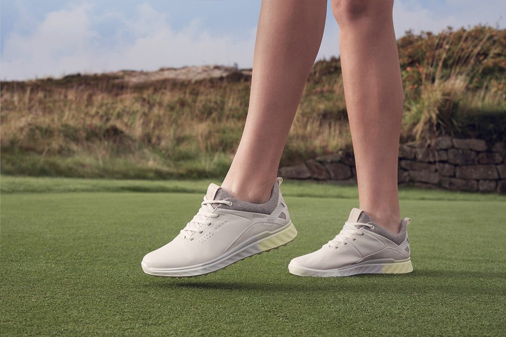 Womens Golf Shoes - ECCO S-Three Spikelesss - Beige - 9352DXCTU
